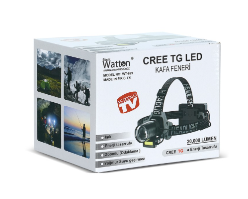 WATTON WT-629 CREE TG 20,000 LÜMEN ŞARJLI KAFA LAMBASI - Görsel 4